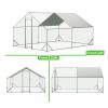Outdoor Large Metal Kennel with 1 piece of Waterproof Cover, Garden Backyard Walk-in Pet Hutch for Backyard/Farm Use