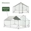 Outdoor Large Metal Kennel with 1 piece of Waterproof Cover, Garden Backyard Walk-in Pet Hutch for Backyard/Farm Use